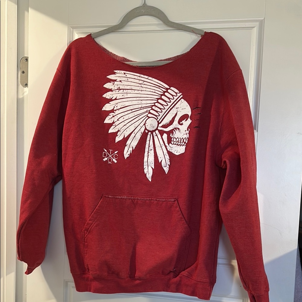 The Drive Clothing Co-Red Sweatshirt with Skull and Headdress Design